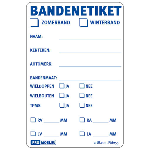 Bandenlabel/-etiket, klein model