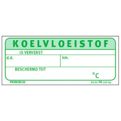 Werkplaatsetiket KOELVLOEISTOF