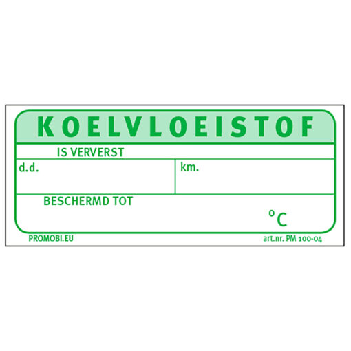 Werkplaatsetiket KOELVLOEISTOF