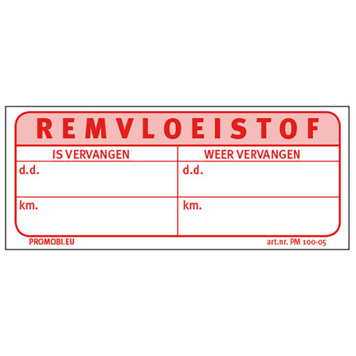 Werkplaatsetiket REMVLOEISTOF