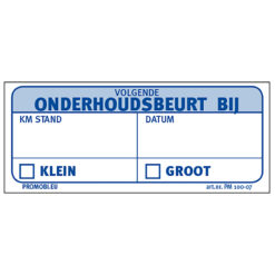 Werkplaatsetiket ONDERHOUDSBEURT