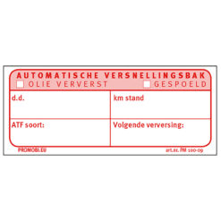Werkplaatsetiket VERSNELLINGSBAK